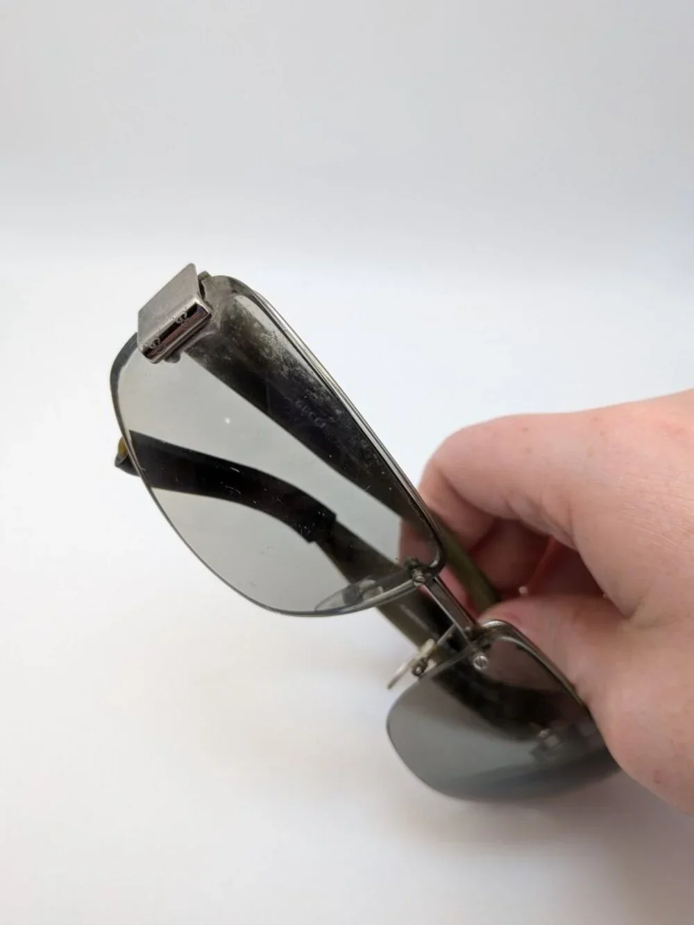 Gucci Vintage Rectangle Sunglasses Black Frame Tinted Lenses